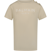 Balmain Kids Girls T-Shirt Beige