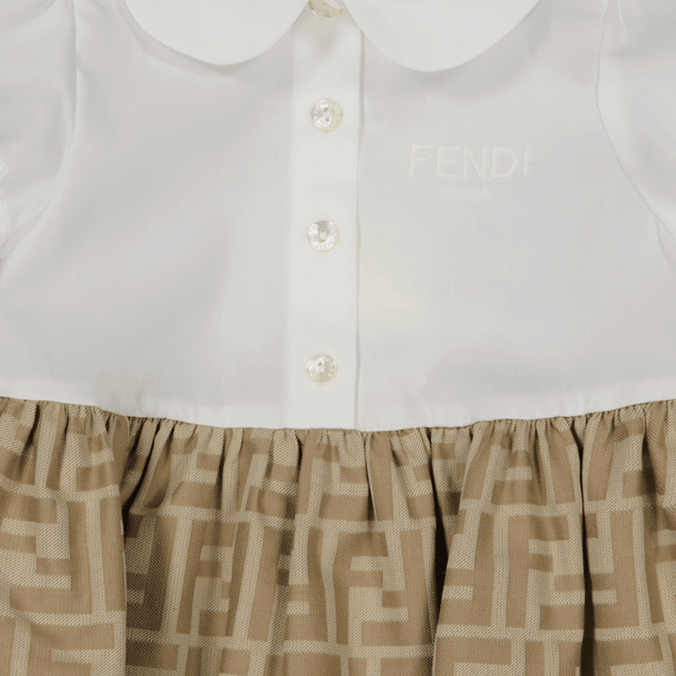 Fendi Baby Girls Dress In Beige