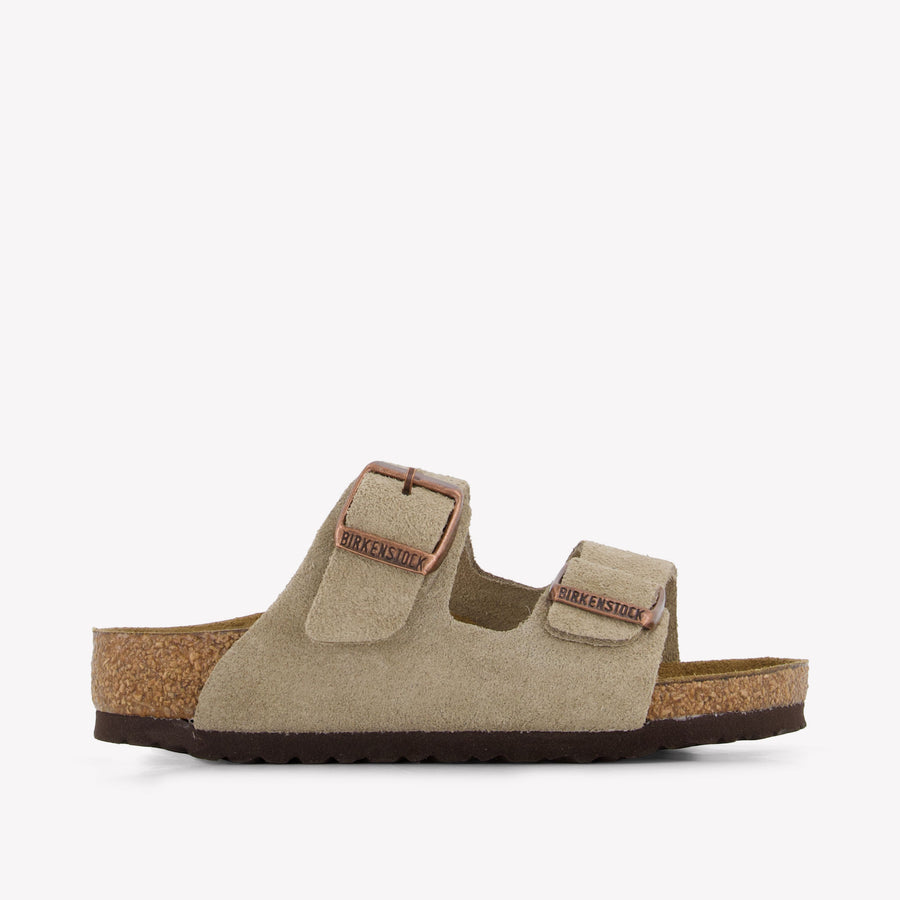 Birkenstock Arizona Unisex Kids Slides in Beige
