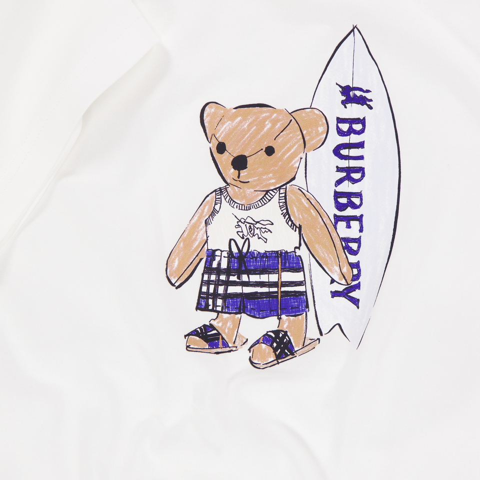 Burberry Cedar Teddy Kinder Jongens T-Shirt In Off White