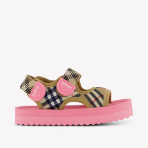 Burberry Lou Girls Sandals In Fluor Pink