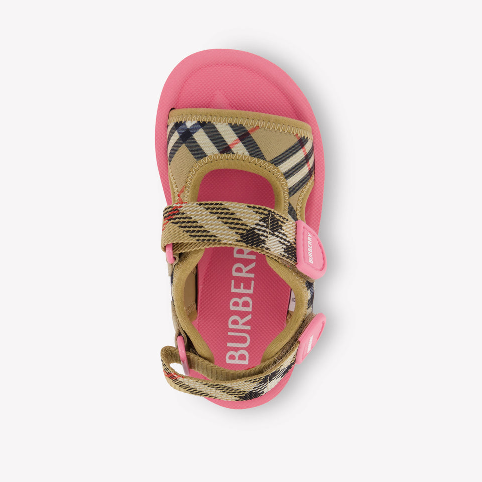 Burberry Lou Girls Sandals In Fluor Pink