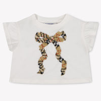 Burberry Roxy Bow Baby Girls T-Shirt In OffWhite