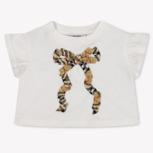 Burberry Roxy Bow Baby Girls T-Shirt In OffWhite