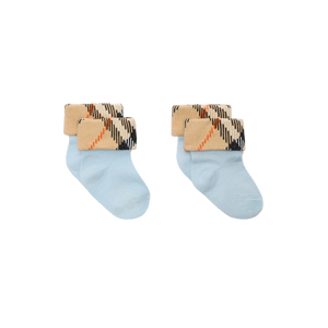 Burberry Turn Back Baby Boys Socks In Light Blue