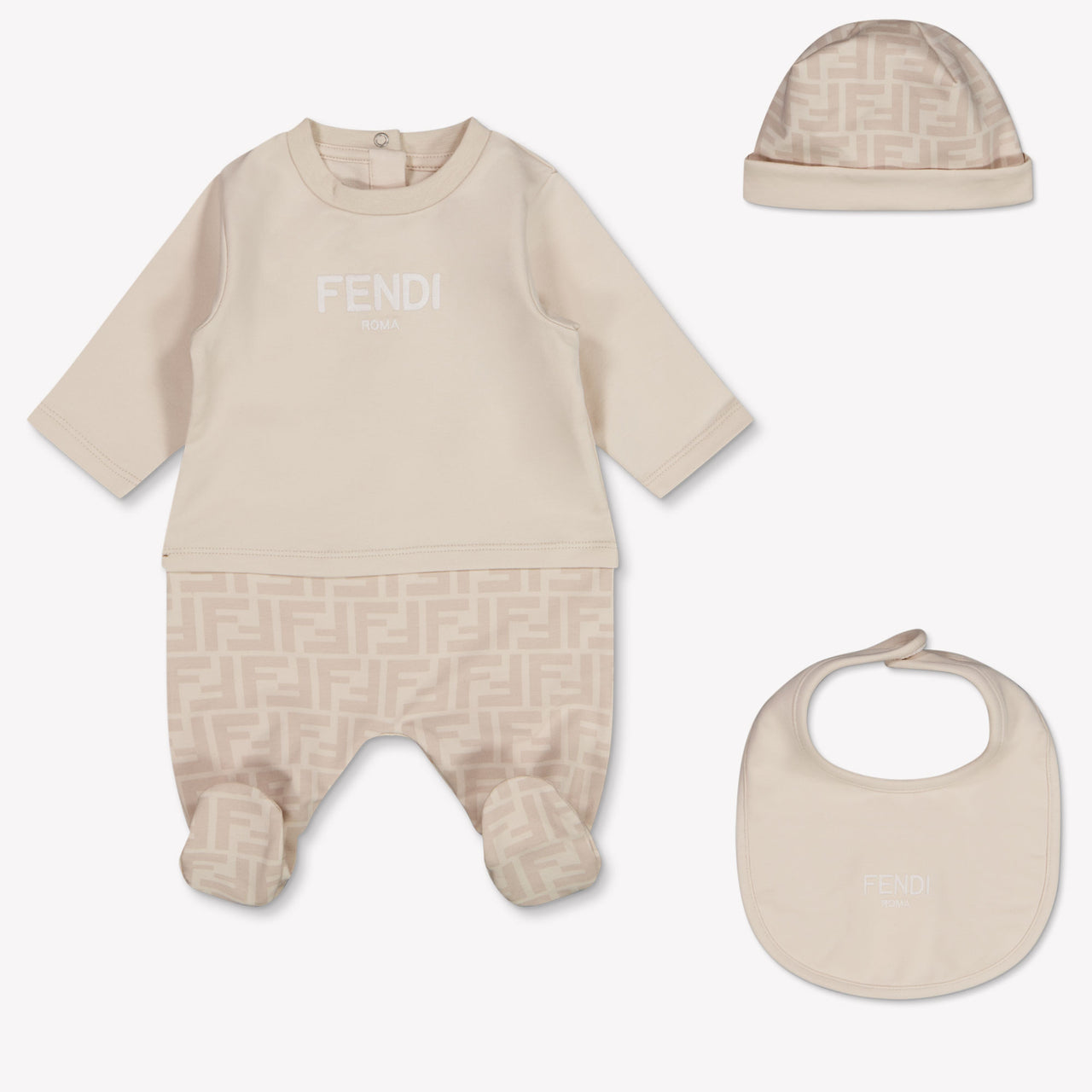 Fendi Baby Unisex Playsuit In Beige