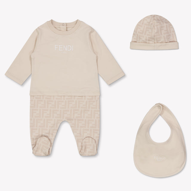 Fendi Baby Unisex Playsuit In Beige
