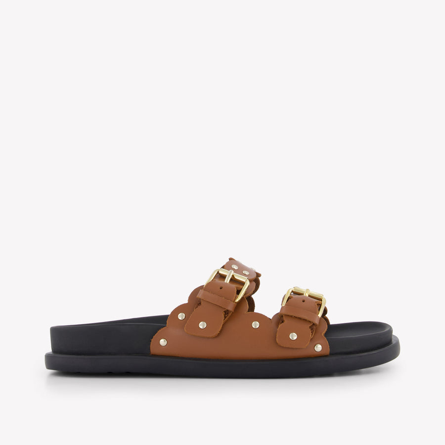 Twinset Girls Slides in Camel