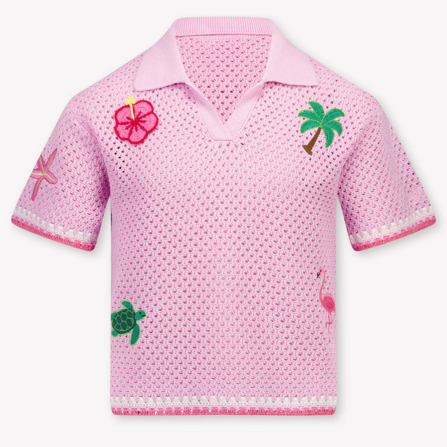 MC2 Saint Barth Girls Polo Shirt in Pink