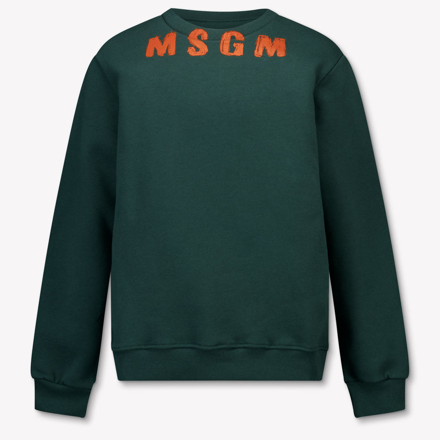 MSGM Kids Boys Sweater In Dark Green