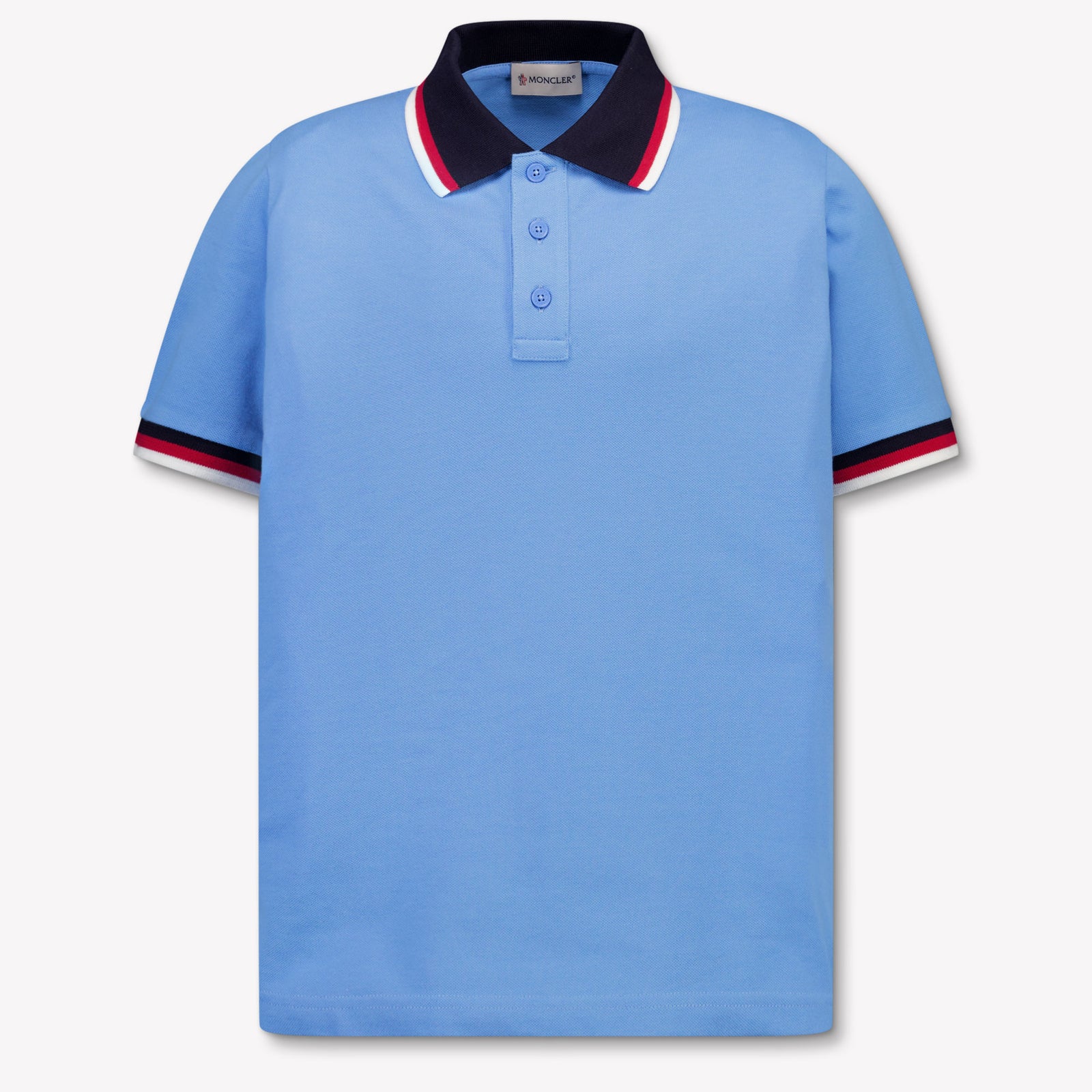 Moncler Kids Boys Polo In Light Blue
