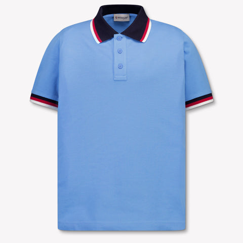 Moncler Kids Boys Polo In Light Blue