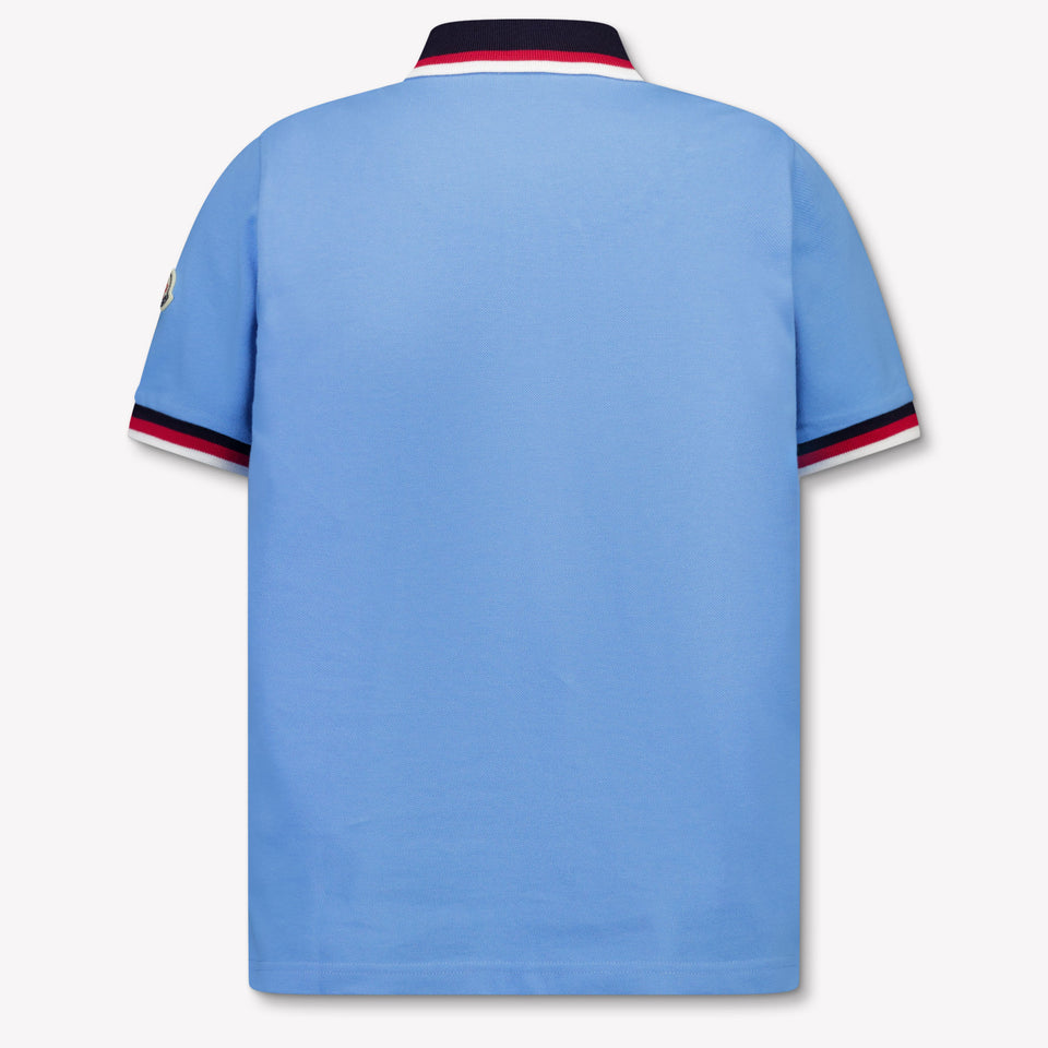Moncler Kids Boys Polo In Light Blue