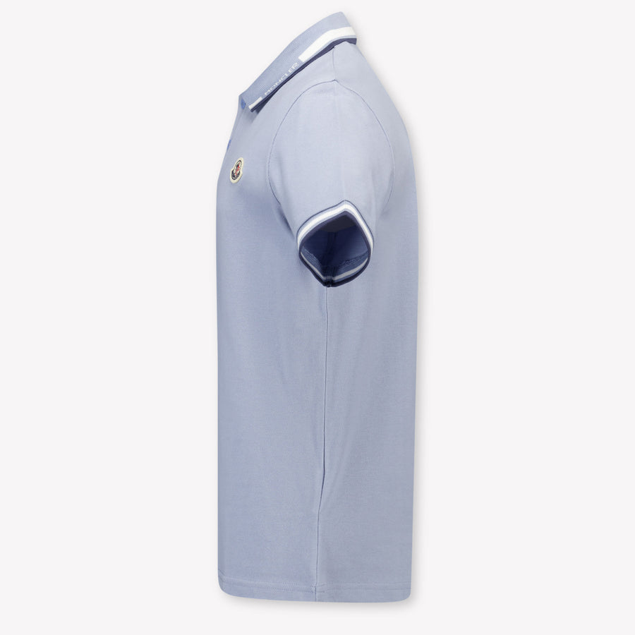 Moncler Kids Boys Polo In Light Blue