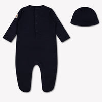 Moncler Baby Unisex Playsuit In Navy