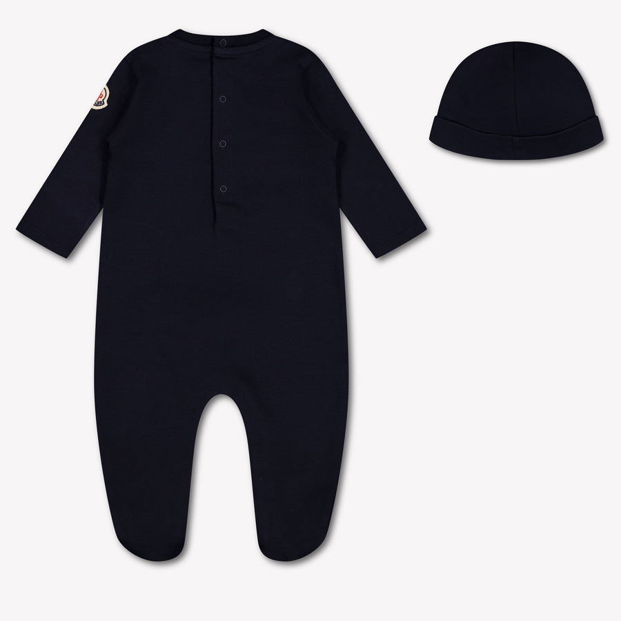 Moncler Baby Unisex Playsuit In Navy