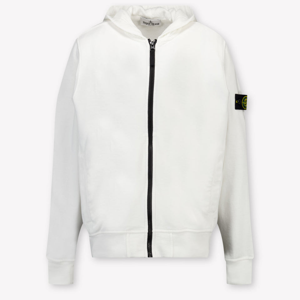 Stone Island Kids Boys Cardigan In White