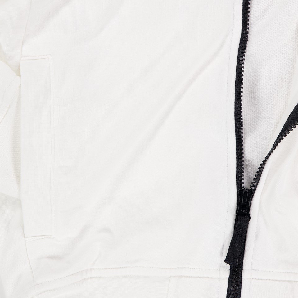 Stone Island Kids Boys Cardigan In White