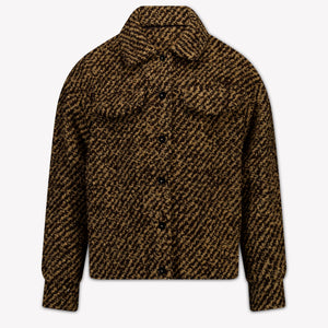 Moncler Kids Girls Cardigan In Dark Brown