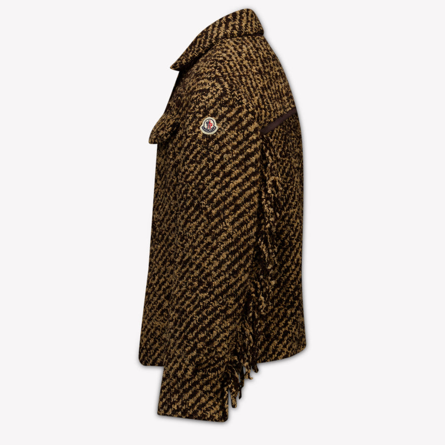 Moncler Kids Girls Cardigan In Dark Brown