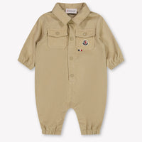 Moncler Baby Boys Playsuit In Beige
