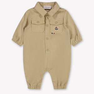 Moncler Baby Boys Playsuit In Beige