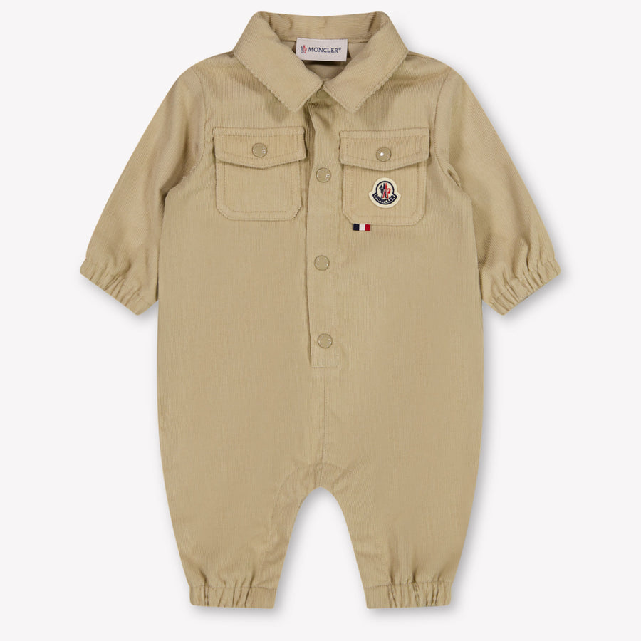 Moncler Baby Boys Playsuit In Beige