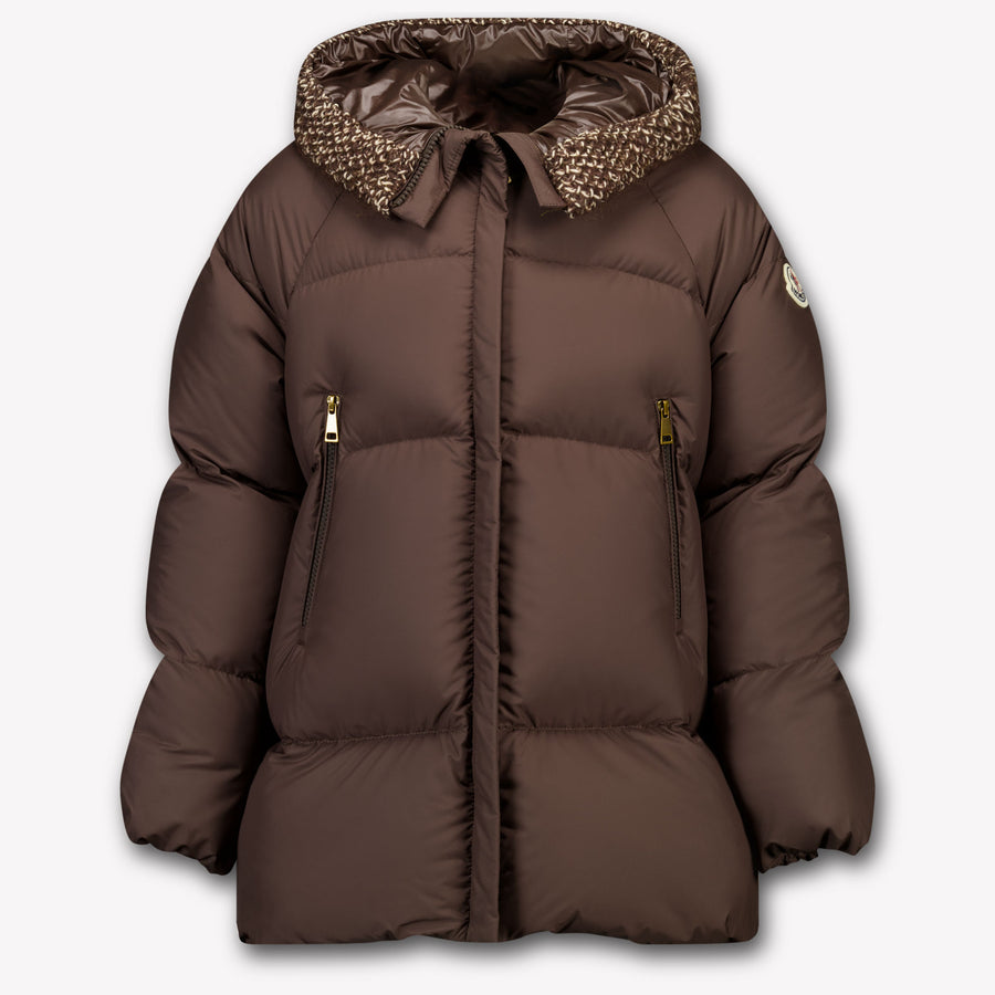 Moncler Duilla Kids Girls Winter Coat In Dark Brown