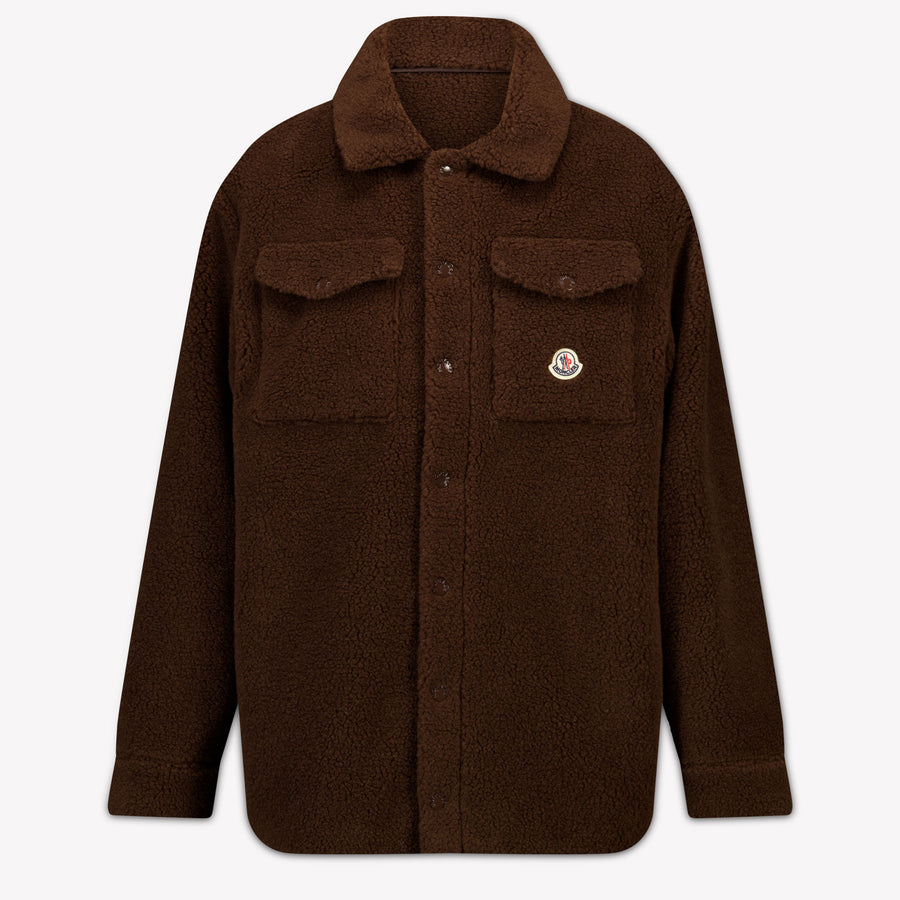 Moncler Kids Unisex Cardigan In Dark Brown