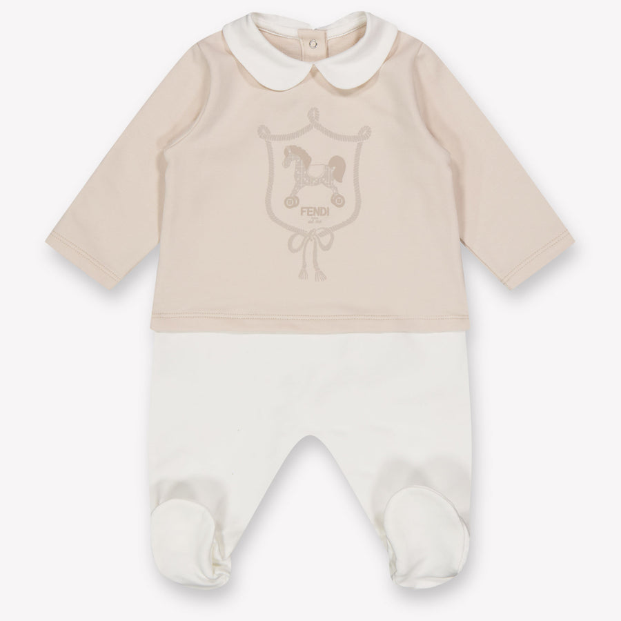 Fendi Baby Unisex Playsuit In Light Beige