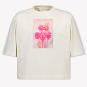 Palm Angels Kids Girls T-Shirt In OffWhite