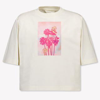 Palm Angels Kids Girls T-Shirt In OffWhite