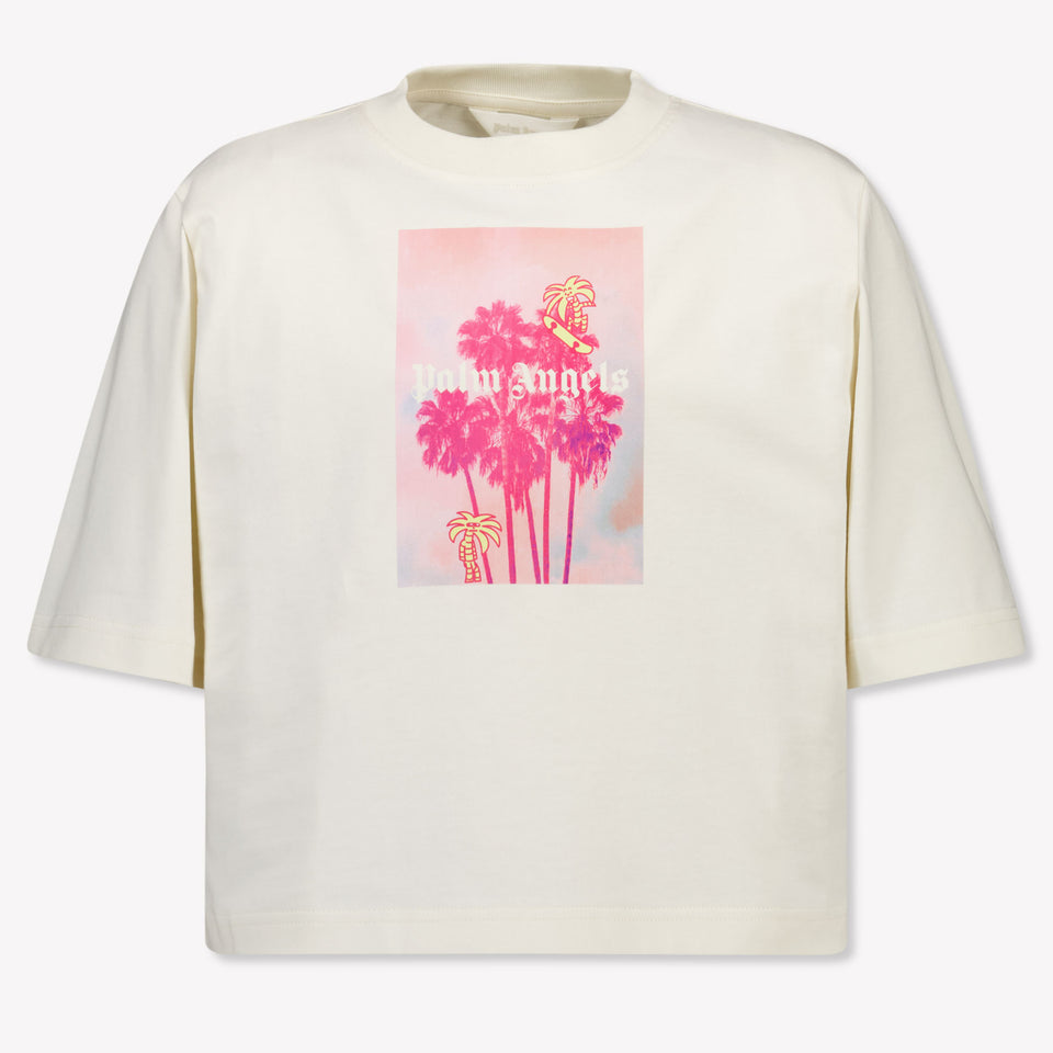Palm Angels Kids Girls T-Shirt In OffWhite