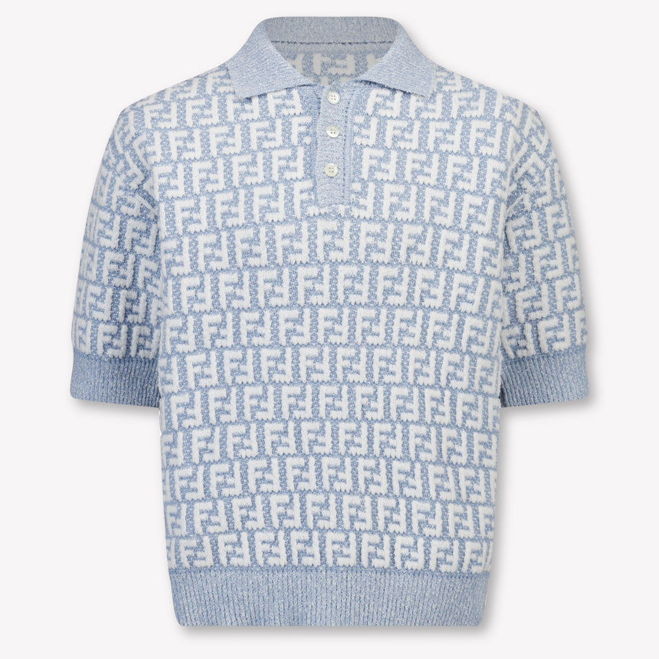 Fendi Kids Boys Polo In Light Blue