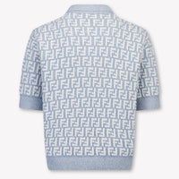 Fendi Kids Boys Polo In Light Blue