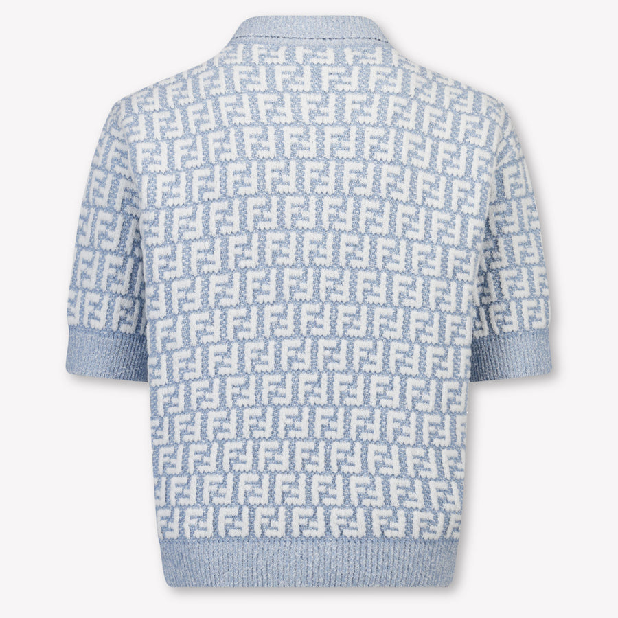 Fendi Kids Boys Polo In Light Blue