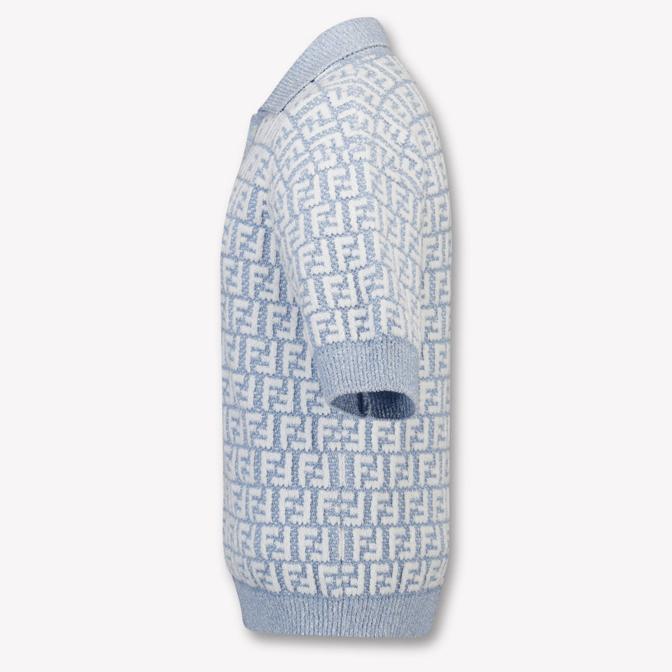 Fendi Kids Boys Polo In Light Blue