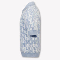 Fendi Kids Boys Polo In Light Blue