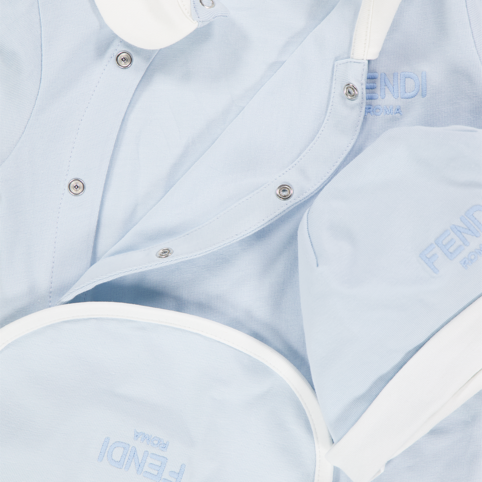 Fendi Baby Unisex Playsuit In Light Blue