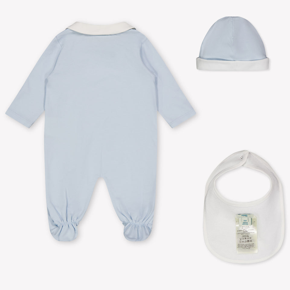 Fendi Baby Unisex Playsuit In Light Blue