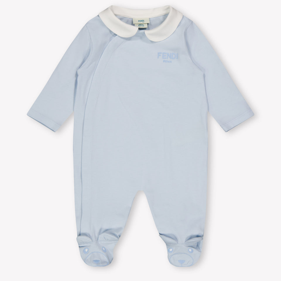 Fendi Baby Unisex Playsuit In Light Blue