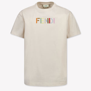 Fendi Kids Unisex T-Shirt In Light Beige