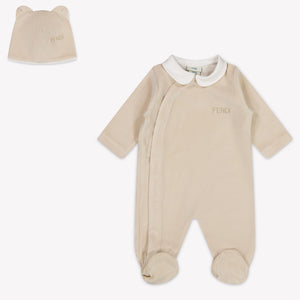 Fendi Baby Unisex Playsuit In Beige