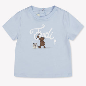 Fendi Baby Unisex T-Shirt In Licht Blauw