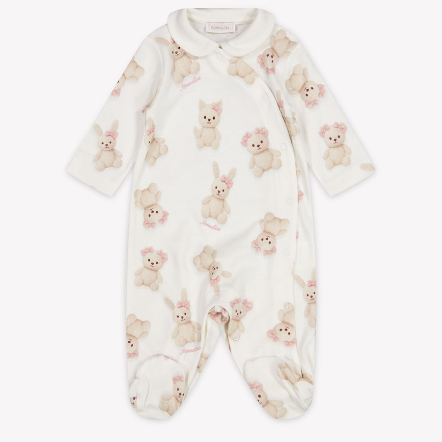 MonnaLisa Baby Girls Romper in Off-White