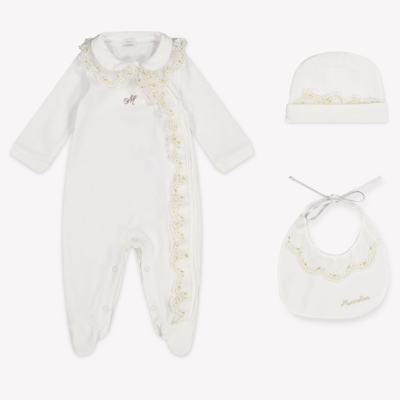 MonnaLisa Baby Girls Playsuit In OffWhite