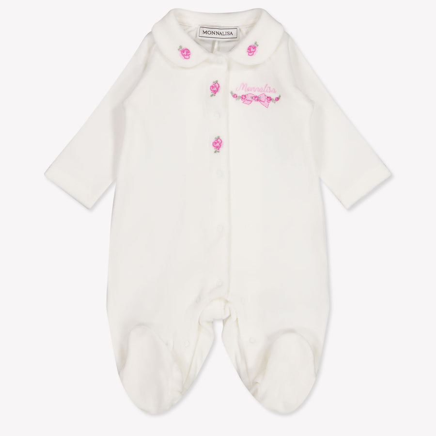 MonnaLisa Baby Girls Romper in Off-White