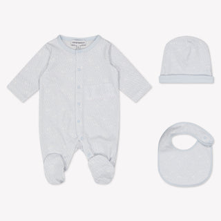 Armani Baby Unisex Playsuit In Light Blue