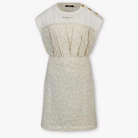 Balmain Kinder Meisjes Jurk In Off White