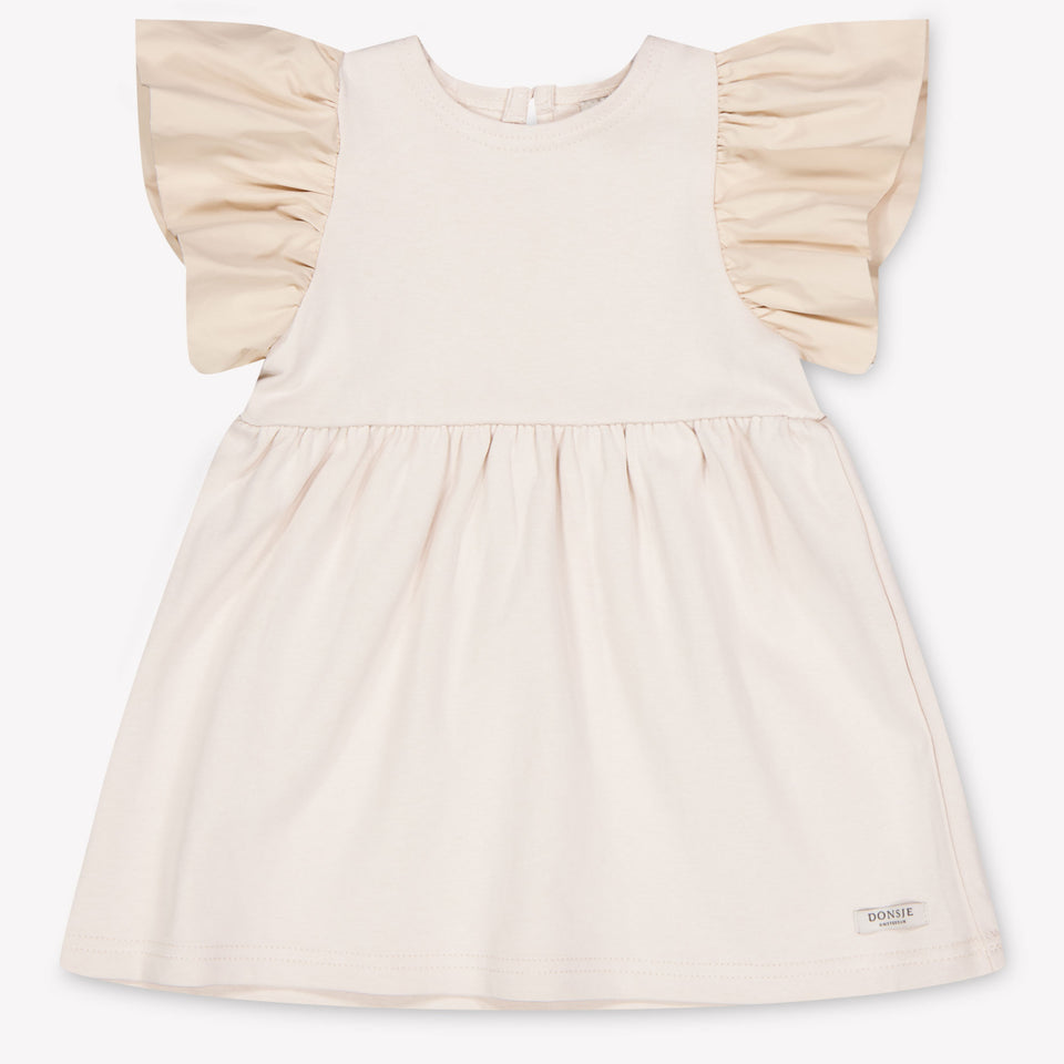 Donsje Amsterdam Beloun Baby Girls Dress In Light Beige